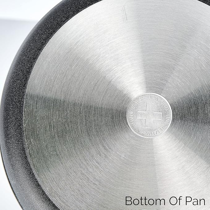 Swiss Diamond 10.25 Inch Frying Pan Nonstick Diamond Frying Pan, Aluminum Coated Skillet, Dishwasher Safe and Oven Safe Fry Pans with Ergonomic Handle, Grey