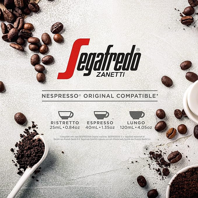 Segafredo Zanetti Espresso Capsules ??Aluminum Pods for Nespresso Original Machines ??Medium-Dark Roast Premium Espresso with a Rich Aroma ??Balanced, Intensity 10 ??Encore, 10 Count
