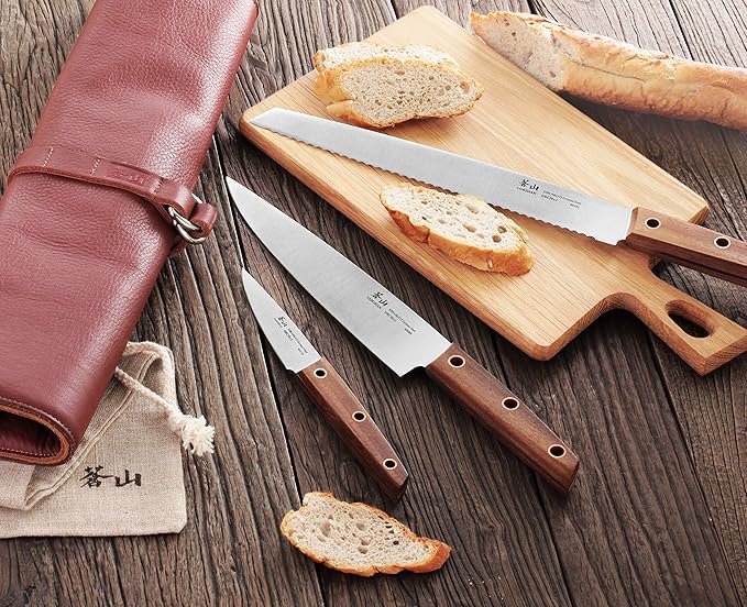 Cangshan W Series 59953 4-Piece Leather Roll Knife Set