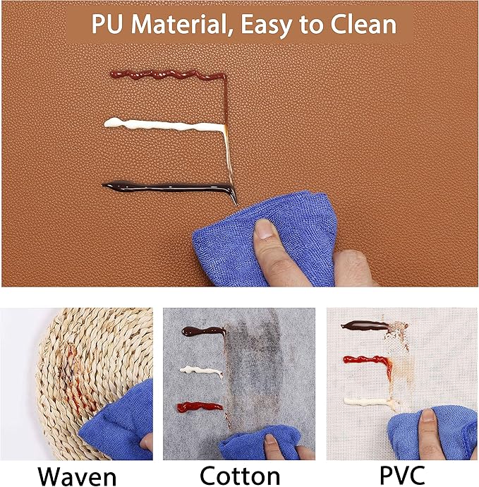 Wipeable Placemats Leather Table Mats Waterproof Heat-Resistant Easy to Clean for Dining Table Set Kitchen Table (6, Brown)